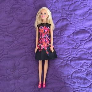 Barbie Doll in rose print dress